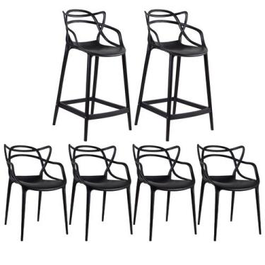 Imagem de Laraz, Kit 4 cadeiras + 2 banquetas médias Masters Allegra