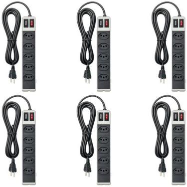 Imagem de 6 Filtro Linha Regua 5 Tomada C/Fusível Bivolt Multicraft