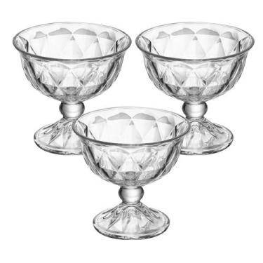Imagem de Conjunto de Taças de Sobremesa em Cristal Diamond 180mL - Lyor , 3 Peç