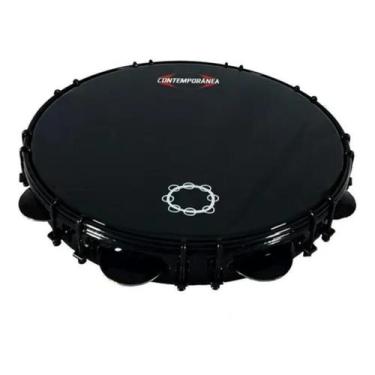 Imagem de Pandeiro contemporanea 12 40pbcf black formica preto tarraxa dupla