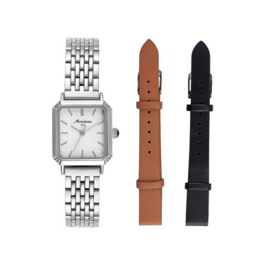 Imagem de Relógio Feminino Kit 32915L0MVNE2 Analógico Quartz Pulseira Aço Inox com Pulseiras Couro Mondaine