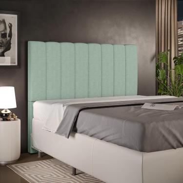 Imagem de Cabeceira Cama Box Casal Dália W01 140cm Fixação no Box Madeira Maciça Linho Verde Menta Lyam Decor