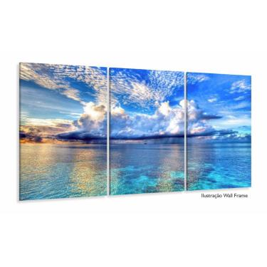 Imagem de Quadros Decorativos Mar Chuva 120x60 3 peças em Tecido