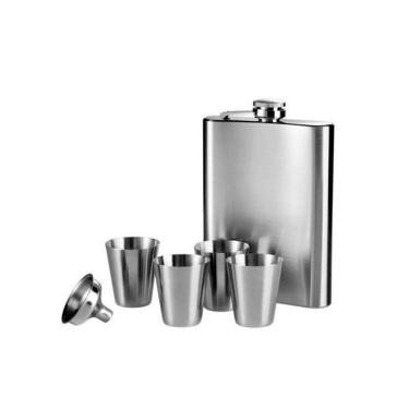 Imagem de Cantil Porta Bebida De Bolso 230ml Inox Whisky Vodka Rum