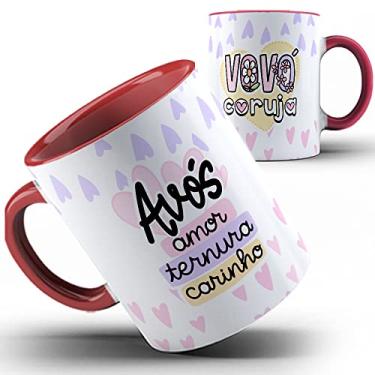 Imagem de Caneca vermelha vovó coruja avós amor ternura carinho