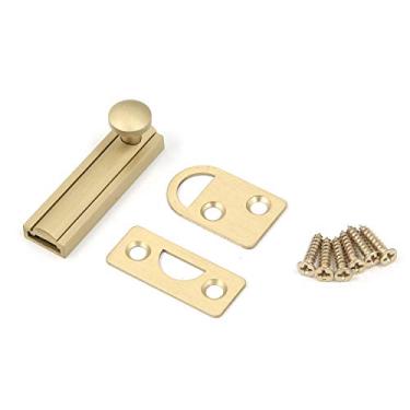 Imagem de MTMTOOL Fechadura de porta oculta com trava de janela retrô montada com fivela de porta de bloqueio antifurto, Brushed Gold;2"