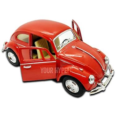 Imagem de Miniatura Fusca Vermelho Carrinhos colecionáveis Carrinhos de fricção Miniaturas de carros antigos