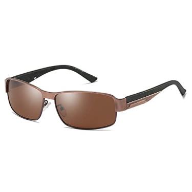 Imagem de Óculos de sol polarizados para homens, moda feminina, armação quadrada, clássico, raios retrô, designer, óculos de sol para condução, óculos de proteção UV400, marrom, marrom, pacote B