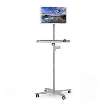 Imagem de Braço do Monitor Monitor de piso Stand Mobile Monitor Stand Stand com rodas e bandeja de teclado Altura-ajuste LCD Monitor Stand para o monitor de 10 "-34" Suportes para Monitores Ajustáveis
