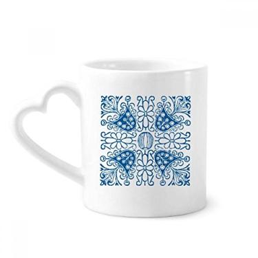 Imagem de Caneca Talavera com estampa de ilustração de flores azuis café cerâmica copo de coração de vidro