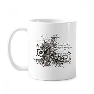 Imagem de Caneca de cerâmica com ilustração de flor de texto de motocicleta cerâmica xícara de porcelana de café louça