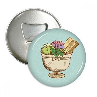 Imagem de Folhas copo de biscoito sorvete abridor de garrafas ímã de geladeira emblema multifuncional