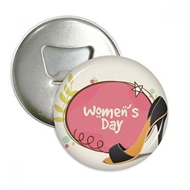 Imagem de Salto alto feminino padrão dia abridor de garrafas ímã de geladeira emblema multifuncional