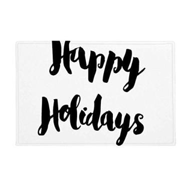 Imagem de DIYthinker Tapete de escrita à mão com citação Happy Holiday antiderrapante, porta de cozinha de banheiro, 40,64 x 60,96 cm