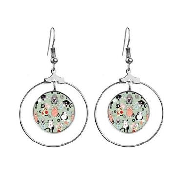 Imagem de Brincos de argola com pingente de família de gatos fofos para animais de estimação