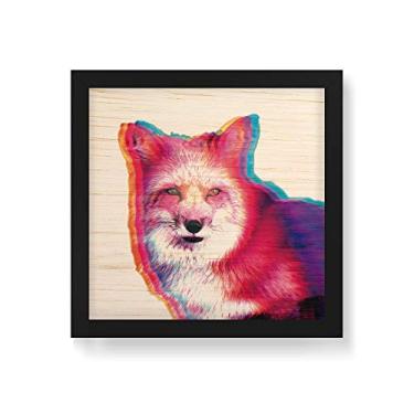 Imagem de Arte Maníacos Quadro Decorativo em Madeira Raposa 3D - 30x30cm (Moldura caixa em laca preta)