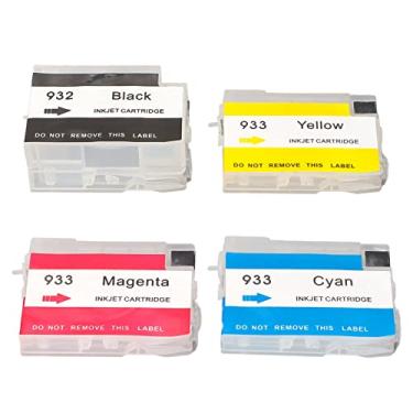 Imagem de Fafeicy Cartucho de tinta recarregável, cartucho de tinta recarregável de 4 cores, cartuchos de polipropileno de substituição para Officejet 6600