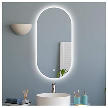 Imagem de Espelho retroiluminado de LED para banheiro, espelho de maquiagem oval sem moldura, espelho decorativo de parede, quarto sala de estar hotel () decoração