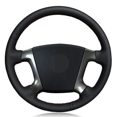 Imagem de Capa de volante de carro couro artificial preto costurado à mão, para Chevrolet Epica 2006-2013