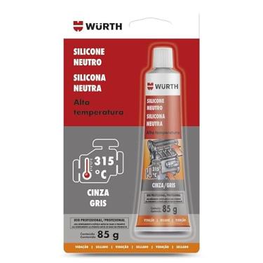 Imagem de Cola Silicone Neutro p/Alta Temperatura PRO Cinza Bisnaga 85g Wurth