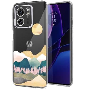 Imagem de Unov Capa compatível com Motorola Edge 2023 Edge 40 5G transparente com design TPU macio absorção de choque fina em relevo padrão capa protetora traseira 16.8 cm (Sierra Mountains)