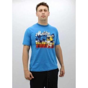 Imagem de Camiseta Masculina Adulto Cia da Malha Malibu Cor:Azul Celeste;Tamanho:3G-Masculino