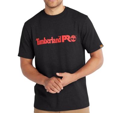 Imagem de Timberland PRO Camiseta masculina de manga curta com logotipo linear A6EXY Core - 3X-Grande Regular - Preto/Vermelho Clássico