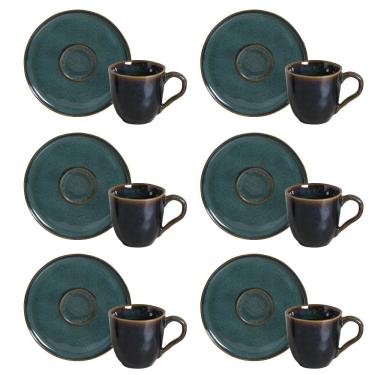 Imagem de Conjunto de Xícaras de Café com Pires Porto Brasil Bio Oceano 6 peças - 120 ml 