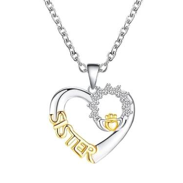 Imagem de CASOLVX Colar prata Soul Sister Colar Forever Love Sister Colar BFF Colar Amizade Colar Joias para Mulheres e Meninas Adolescentes, standard, Metal, Strass