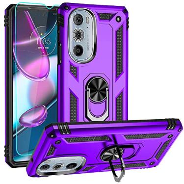 Imagem de Androgate Capa para Motorola Moto Edge Plus 2022, capa Edge+ 2022 com protetor de tela HD, suporte de anel de metal de nível militar com suporte de 4,5 m, capa à prova de choque para Moto Edge+ 2022,
