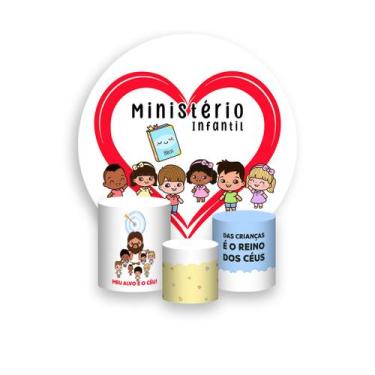 Imagem de Painel De Festa Redondo 1,50x1,50 + Trio De Capas Cilindro - Ministéri