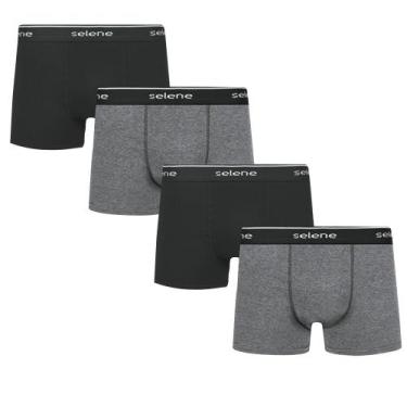 Imagem de 4 Cuecas Boxer Box Selene Em Algodão Cotton, Preto, Cinza, EG