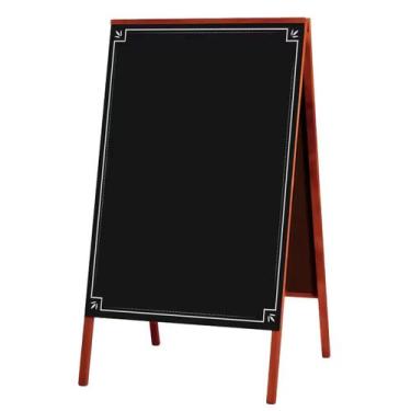 Imagem de QUADRO NEGRO Cavalete de Calçada Em Madeira Mogno 70X50 cm (90X50 cm C