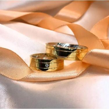 Imagem de Aliança Resvetida Ouro18k com Prata - Modelo Isis - Genérico, Amarelo,