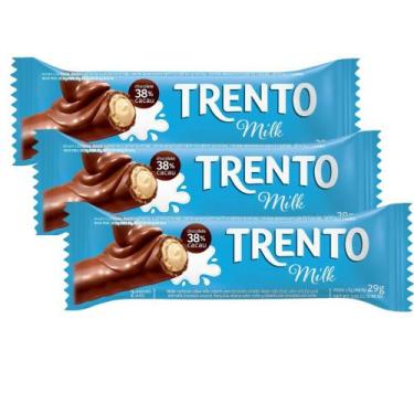 Imagem de Kit 3 Chocolate Trento Milk Sabor Leite Coberto com Chocolate ao Leite