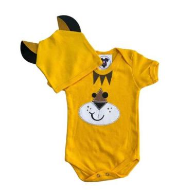 Imagem de Body Bebe Menino - Leão  + Touca - Mesversário - RL, P