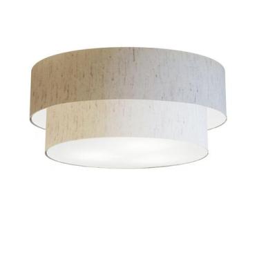 Imagem de Plafon Para Quarto Cilíndrico SQ-3064 Cúpula Cor Linho Bege - Vivare