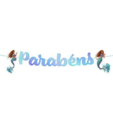 Imagem de Faixa Decorativa Parabéns Festa Pequena Sereia Ariel Filme - Regina Fe
