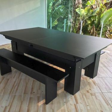 Imagem de Mesa de Bilhar e Jantar com Bancos Charme Carlin Bilhares Superfície e
