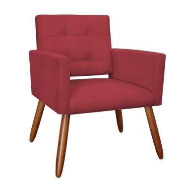 Imagem de Poltrona Camila Pés Palito Suede Vermelho - Vallisa Decor