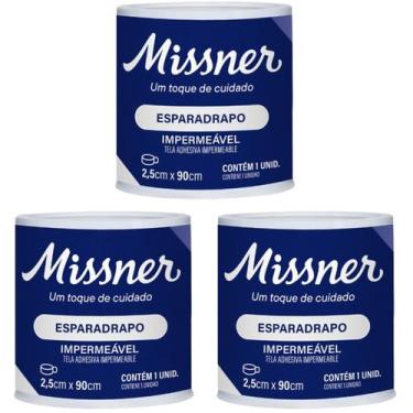 Imagem de Kit 3 Esparadrapo Impermeável Branco 2,5cm X 90cm - Missner