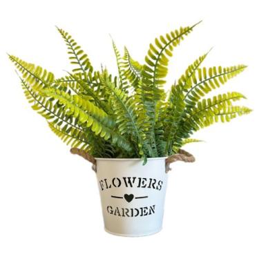 Imagem de Planta Artificial Samambaia + Vaso Metal Decoração - FlorImp