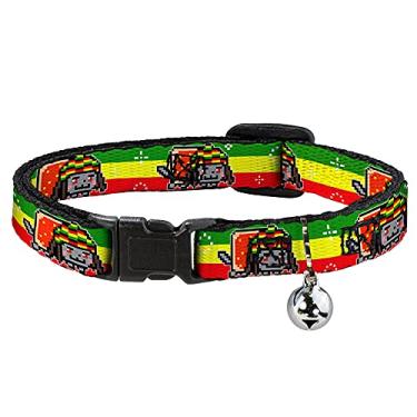 Imagem de Coleira de gato Breakaway Rasta Nyan Cat Listra verde, amarelo, vermelho, 20,3 a 30,4 cm de largura