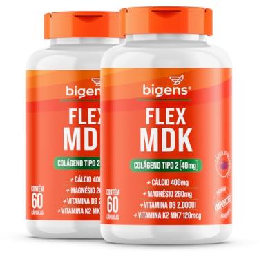 Imagem de Flex MDK Colágeno tipo 2, Cálcio, Magnésio, Vitamina D3, K2 MK7, 60 cápsulas, Bigens (Kit 2)