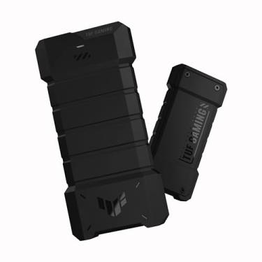 Imagem de ASUS TUF Gaming A2 - Gabinete SSD portátil USB-C 3.2 Gen 2x2, Dual M.2 NVMe PCIe e SATA, MIL-STD-810H resistência a quedas, resistência IP68 à água e poeira, chassi de liga de alumínio e uma almofada