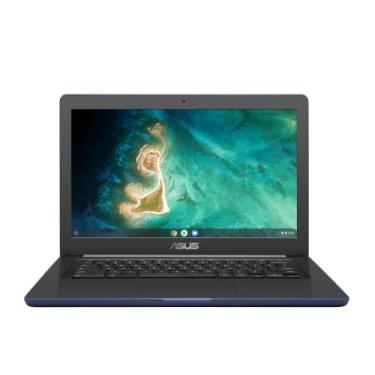 Imagem de ASUS Notebook Chromebook C403 robusto e resistente a derramamentos, HD de 14 polegadas, 180 graus, processador Intel Celeron N3350, 4 GB de RAM, 32 GB de eMMC, MIL-STD 810G de durabilidade, azul escuro, educação, Chrome OS, C403NA-WS42-BL