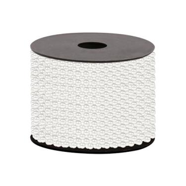 Imagem de Uxney Guirlanda de pérolas artesanais, contas de árvore de Natal de 4 mm x 1,8 m, enfeites de pérolas para decoração de árvore de Natal para festa de casamento DIY (branca)