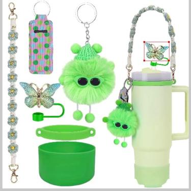 Imagem de 6 peças para acessórios Stanley Cup Tumbler 1,134 g, 850 g, compatível com Stanley Cup Tumbler alça de garrafa de água alça para transporte (verde)