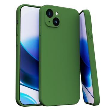 Imagem de Capa Capinha Para iPhone 15 Silicone Com Proteção Na Câmera Forro Veludo Premium (VERDE MILITAR)