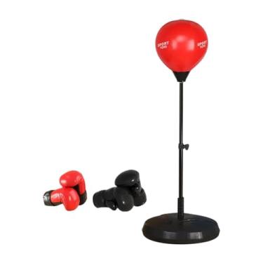 Imagem de menolana Saco de pancadas com suporte com luvas de boxe para crianças adultos prática de reação Ball para ginástica de treinamento de fitness, Vermelho